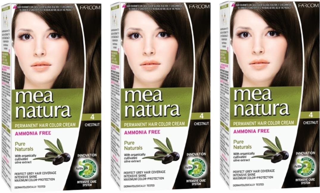 Farcom Mea Natura bez amoniaku 4 – Gaštan 60 ml, 3 ks Farba na vlasy