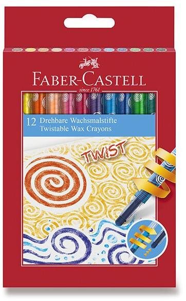 FABER-CASTELL Twist v plastovom tele, 12 farieb Voskovky