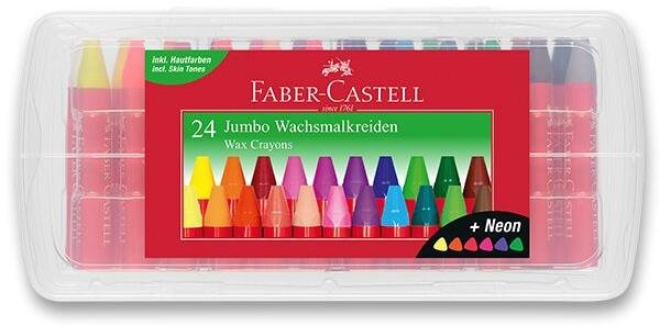 FABER-CASTELL JUMBO v plastovej škatuľke, 24 farieb Voskovky