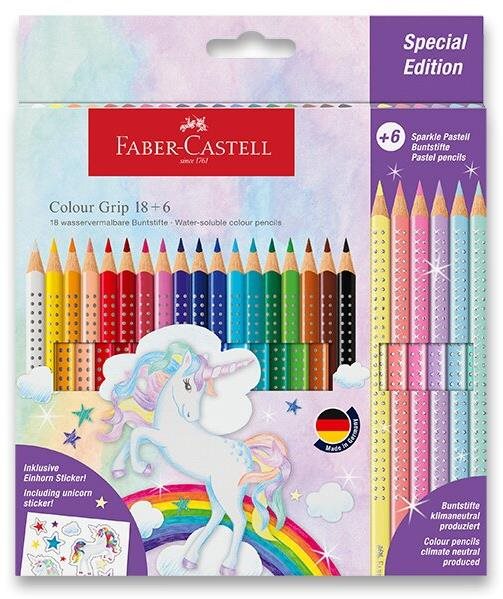 FABER-CASTELL Grip Unicorn, 24 farieb Pastelky