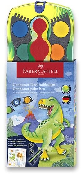 FABER-CASTELL Connector Dinosaurus, 12 farieb Vodové farby