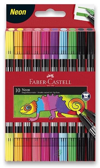 FABER-CASTELL kétoldalas, 10 szín, neon Filctoll