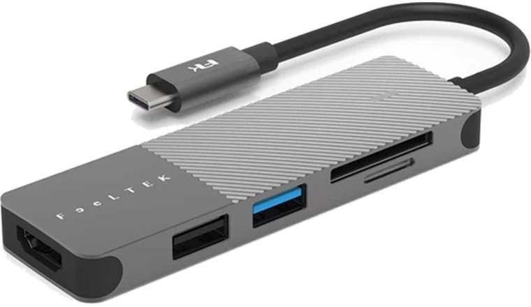 Feeltek Portable 5 in 1 USB-C Hub, silver/gray Replikátor portov