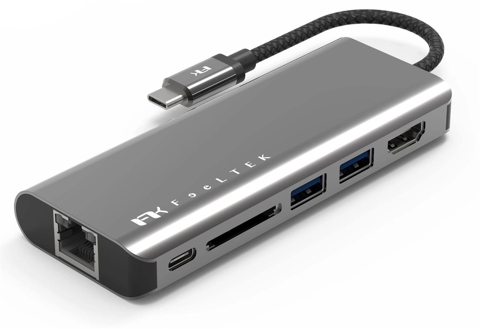 Feeltek Portable 6 in 1 USB-C Hub, gray Port replikátor