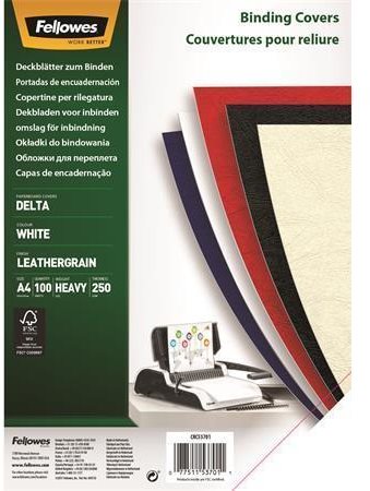 FELLOWES Delta A4 zadný, biely, balenie 100 ks Viazací kryt