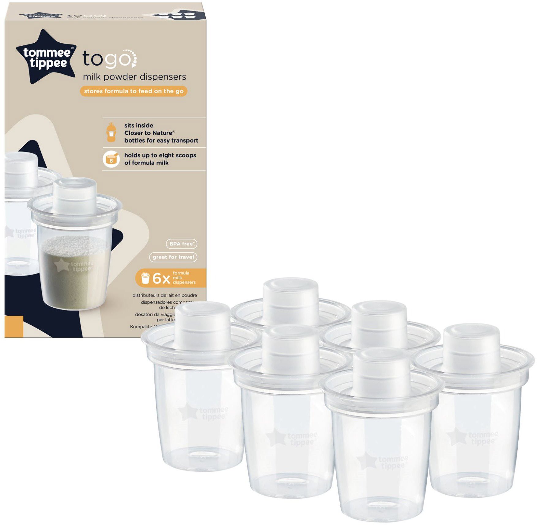 Tommee Tippee Dávkovač na sušené mlieko C2N 6 ks Dózy na potraviny