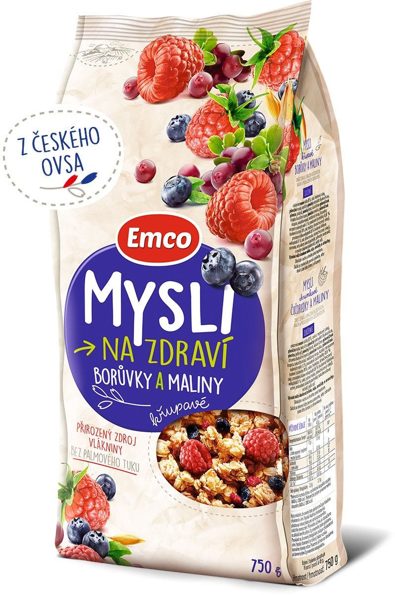 Emco Músli čučoriedky/maliny 750 g Müsli