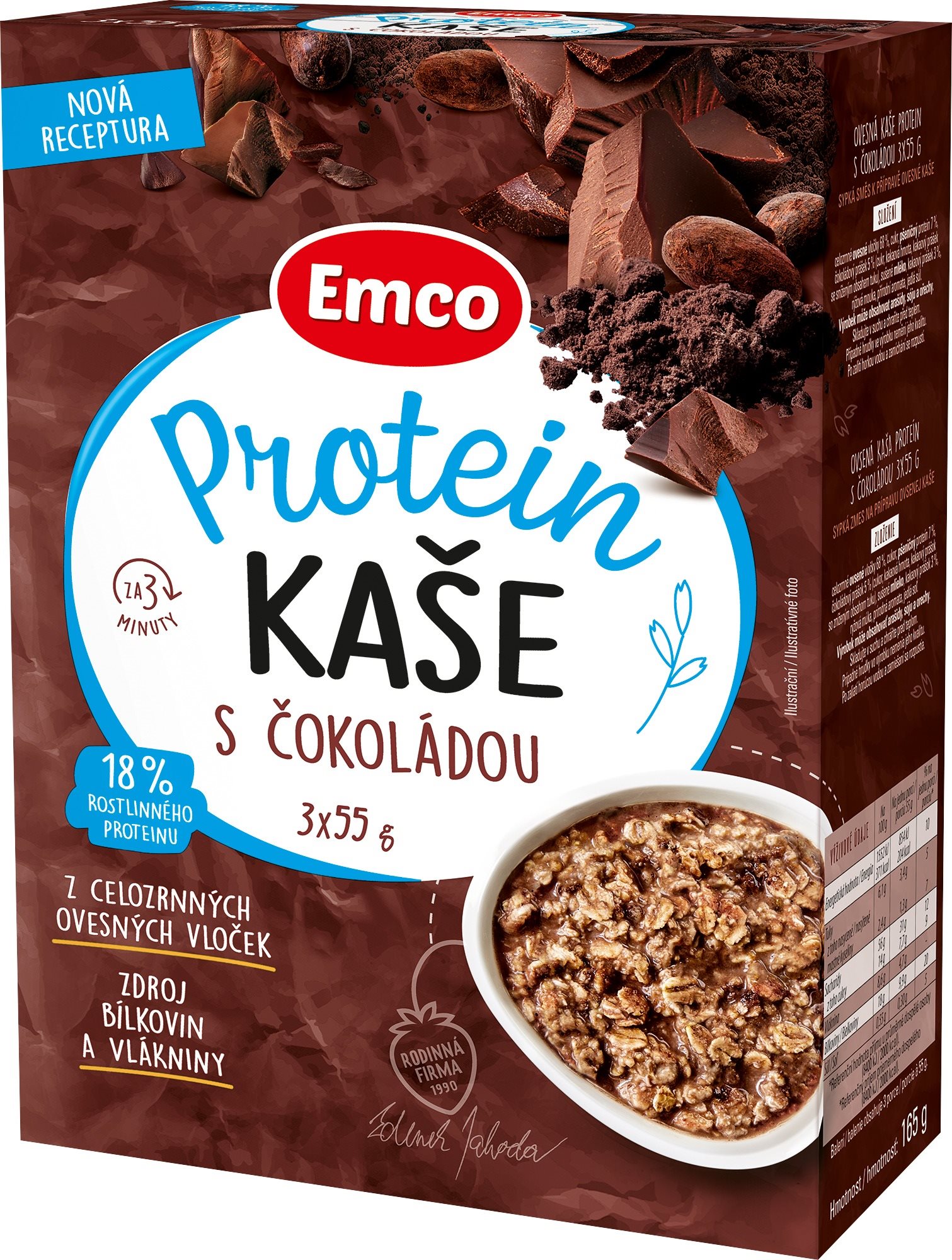 EMCO Super Kaša Proteín a Quinoa s čokoládou 3× 55 g Müsli