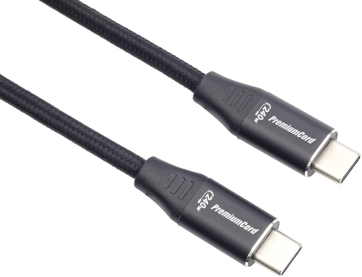 PremiumCord USB-C M/M, 240W 480Mbps, 1 m Adatkábel