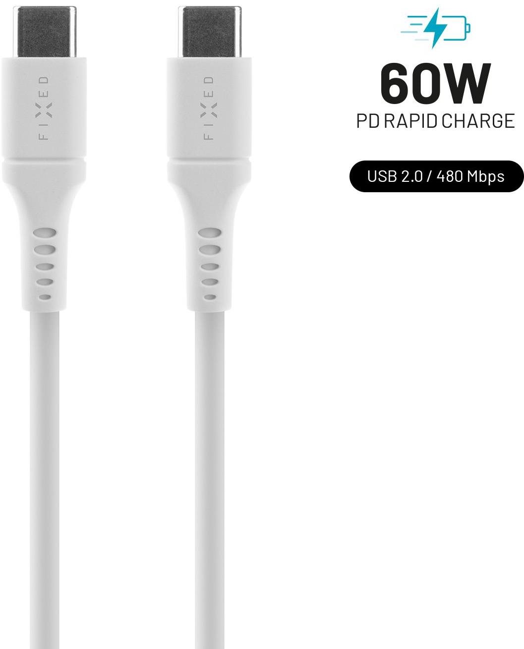 FIXED Cable USB-C/USB-C s podporou PD 1.2 m USB 2.0 60W Liquid...