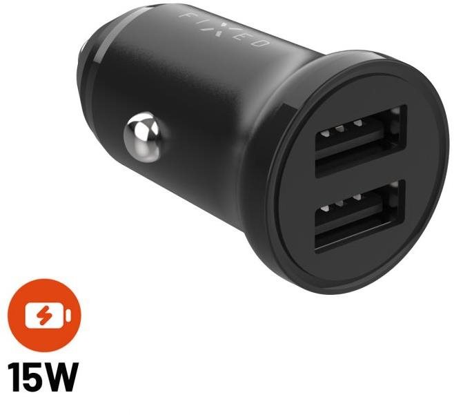 FIXED 2 × USB, 15W, Smart Rapid Charge, fekete Autós töltő
