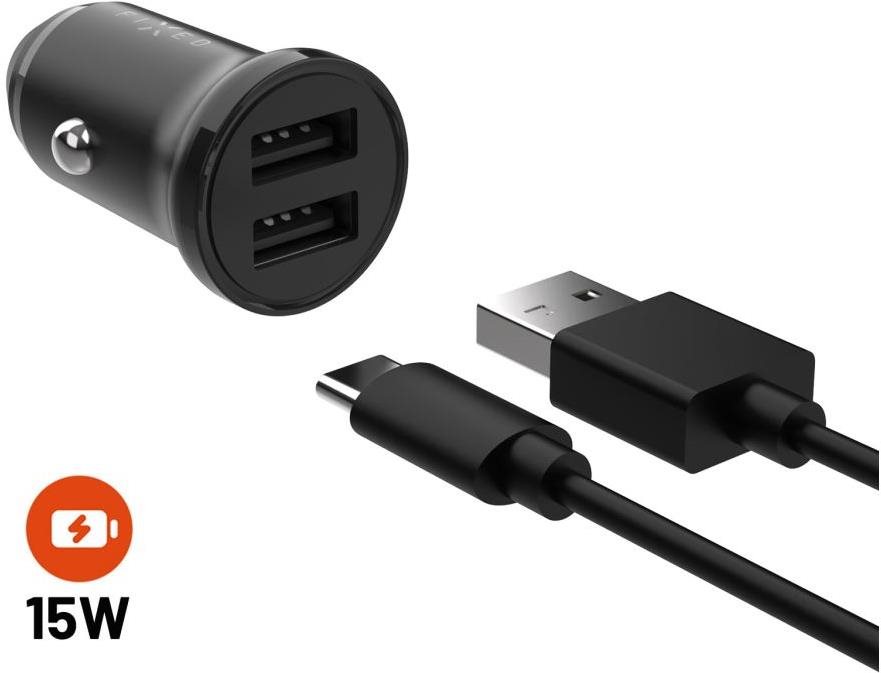 FIXED 2× USB kimenet + USB/USB-C kábel, 1 m, 15 W Smart Rapid...