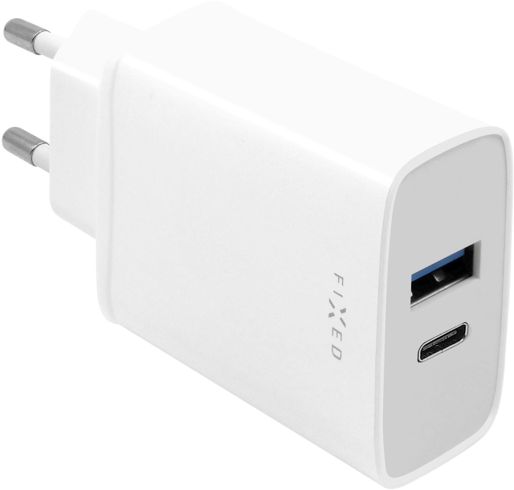 FIXED Travel s USB-C a USB výstupom podpora PD 30 W biela Nabíjačka...