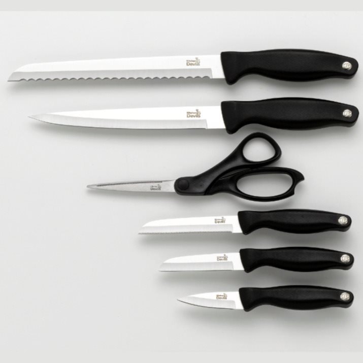 Fiskars  Kitchen Devils súprava nožov + nožnice v kuchynskom bloku...