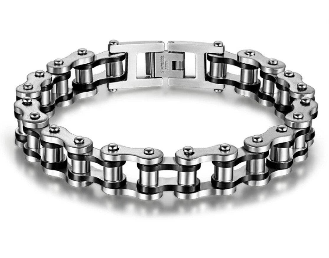 Gaira Moto náramok 30027 Silver-Black Náramok