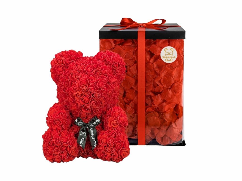 Medvídárek Big Romantic 40 cm svetlo červený Medvedík z ruží