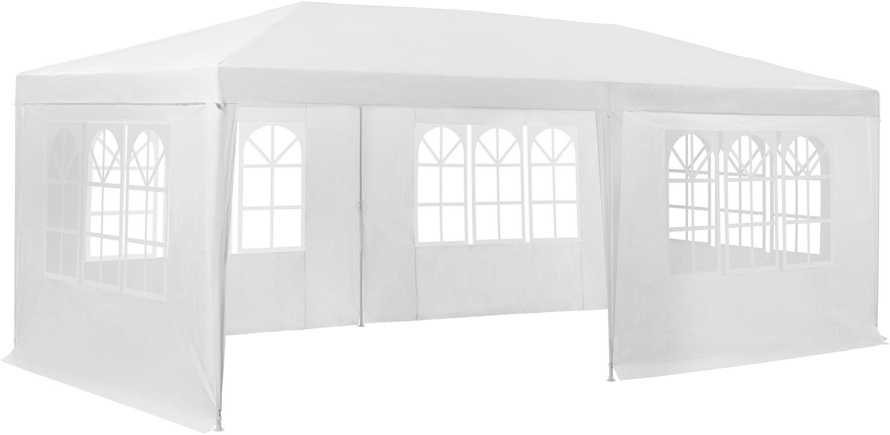 Tectake Pavilón Vivara 6 × 3 m s 5 bočnými stenami, biely Záhradný...
