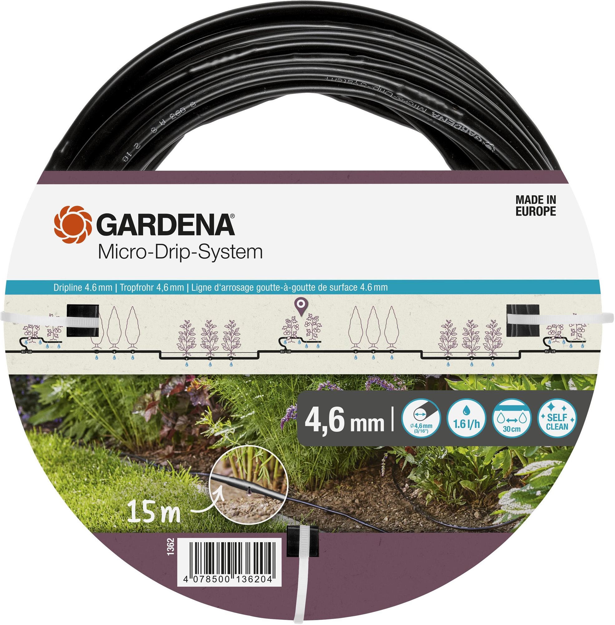 Gardena Kvapkacia hadica 4,6 mm (3/16"), 15 m Zavlažovacia hadica