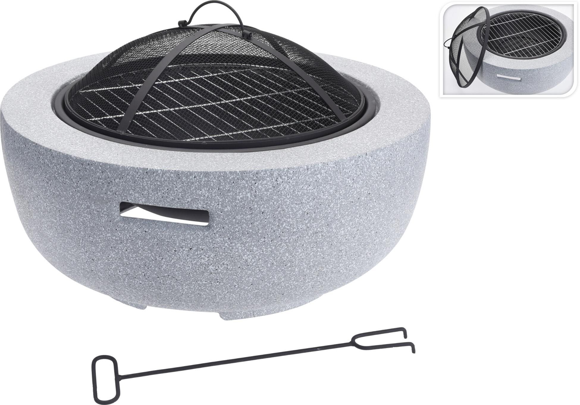 H & L Záhradný gril/ohnisko priemer 60 cm, betónový vzhľad Gril