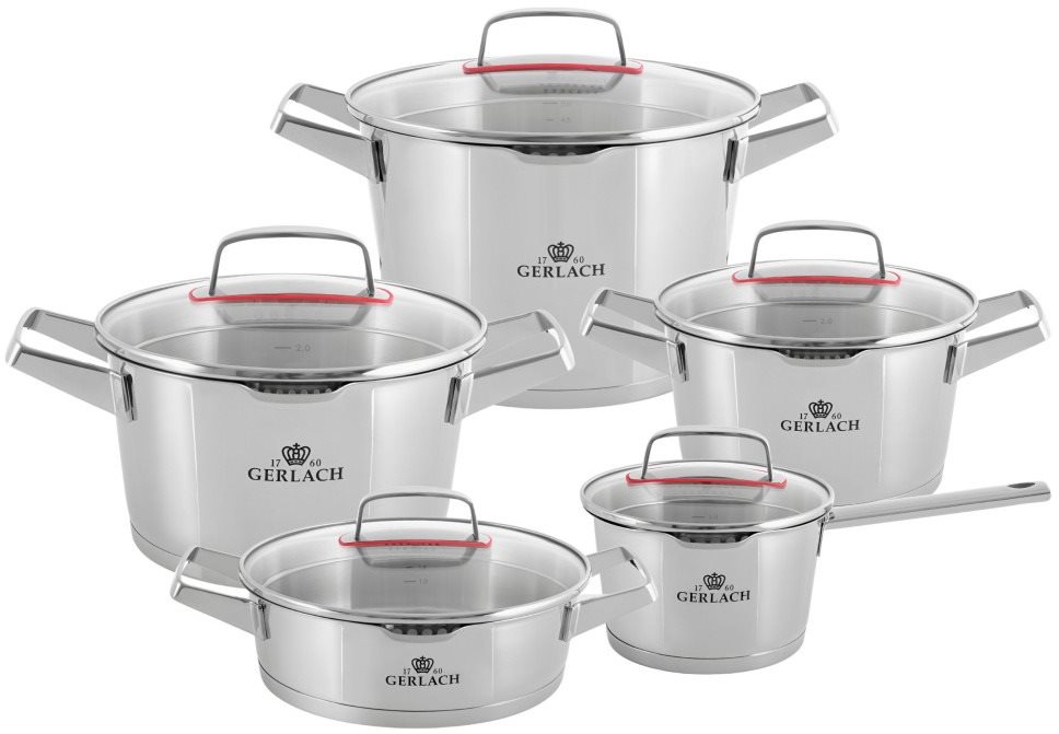 Gerlach SUPERIOR Edelstahl-Kochgeschirr-Set 10-teilig Topfset