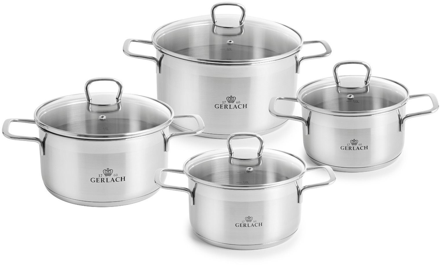 Gerlach BRAVA Edelstahl-Kochgeschirr-Set 8-teilig Topfset