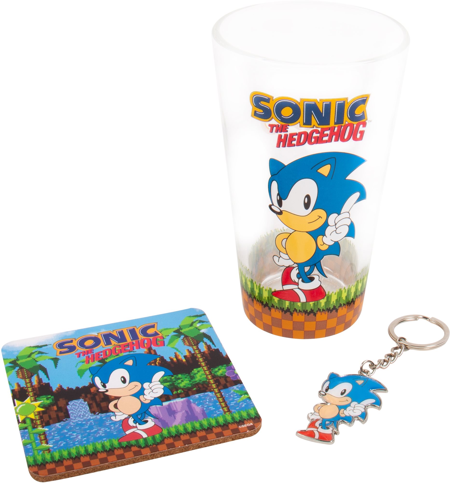 Sonic Szett - pohár, kulcstartó és poháralátét Ajándék szett