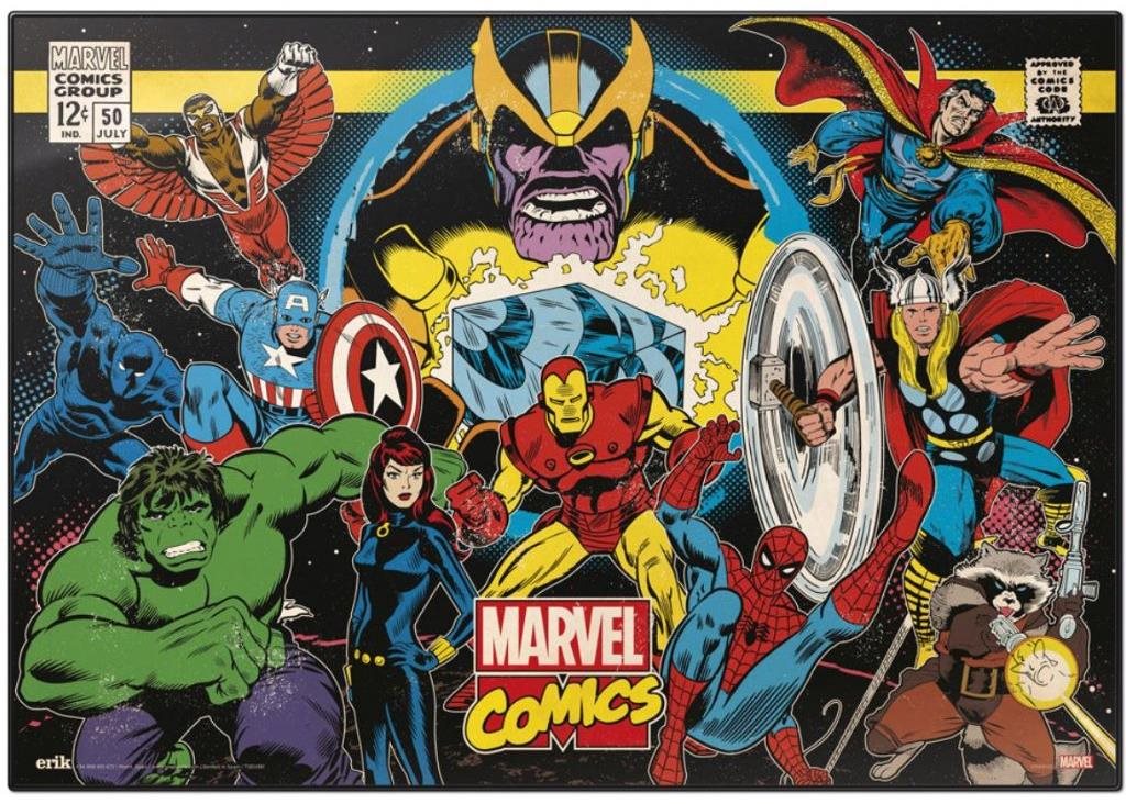 Marvel Comics: Retro koláž  – podložka na stôl Podložka na stôl