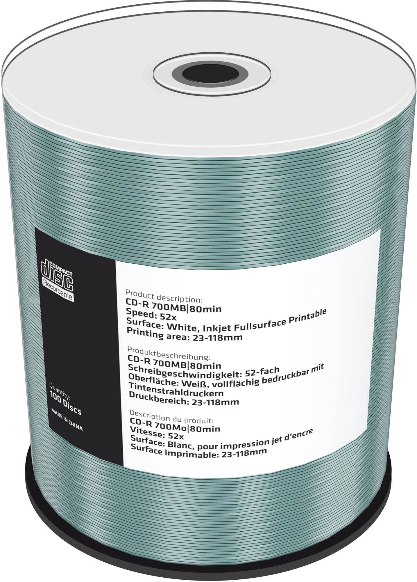 Mediarange CD-R 700 MB 52x spindl 100 pcs Inkjet Printable Média