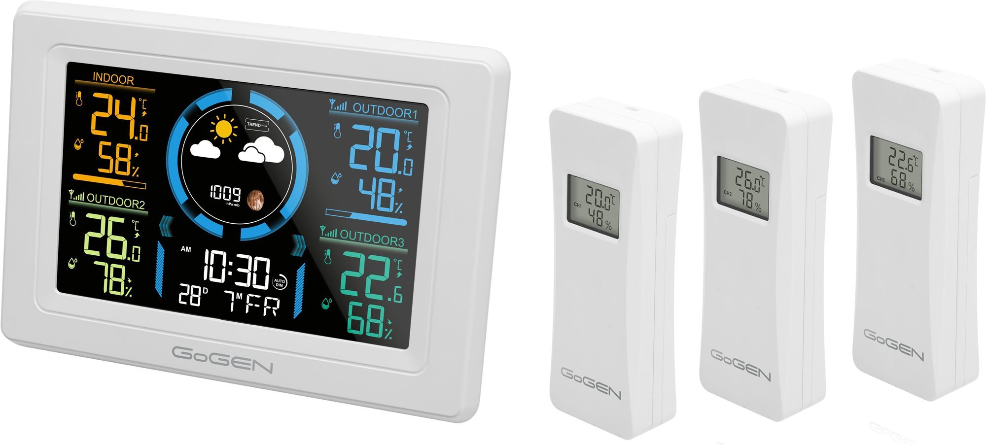 GoGEN ME 3397 W, 3 senzory Meteostanica