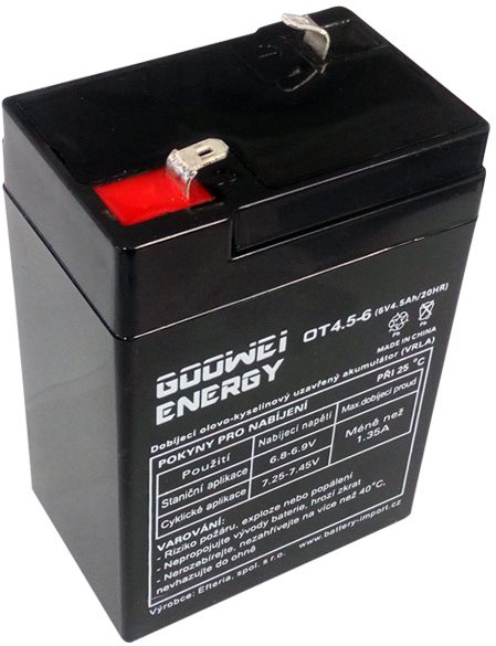 GOOWEI ENERGY Bezúdržbový olovený akumulátor OT4.5-6, 6V, 4.5 Ah...