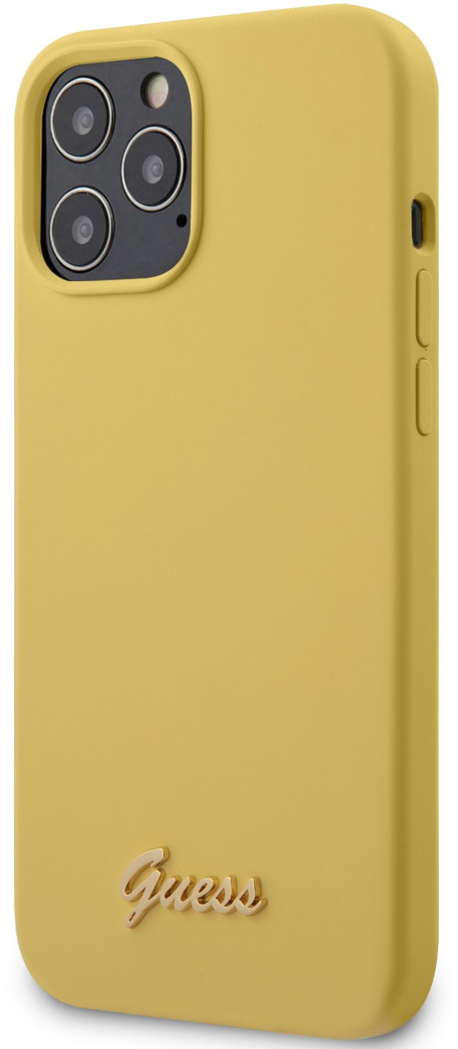 Guess Silicone Metal Logo pour Apple iPhone 12/12 Pro jaune Coque...