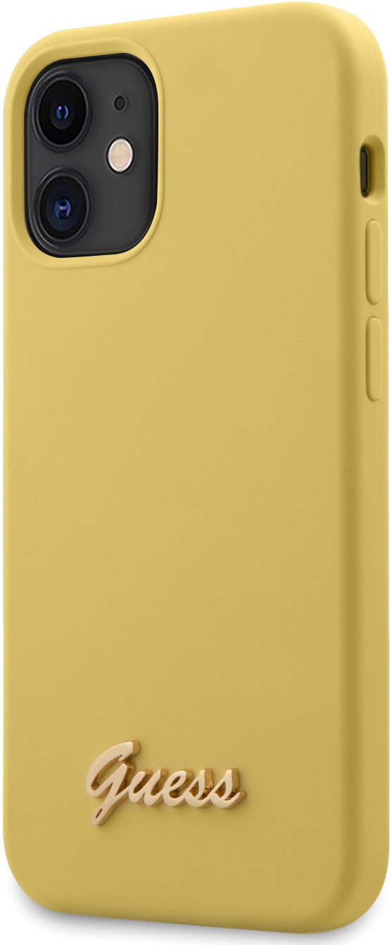 Guess Silicone Metal Logo for Apple iPhone 12 Mini, Yellow Phone...
