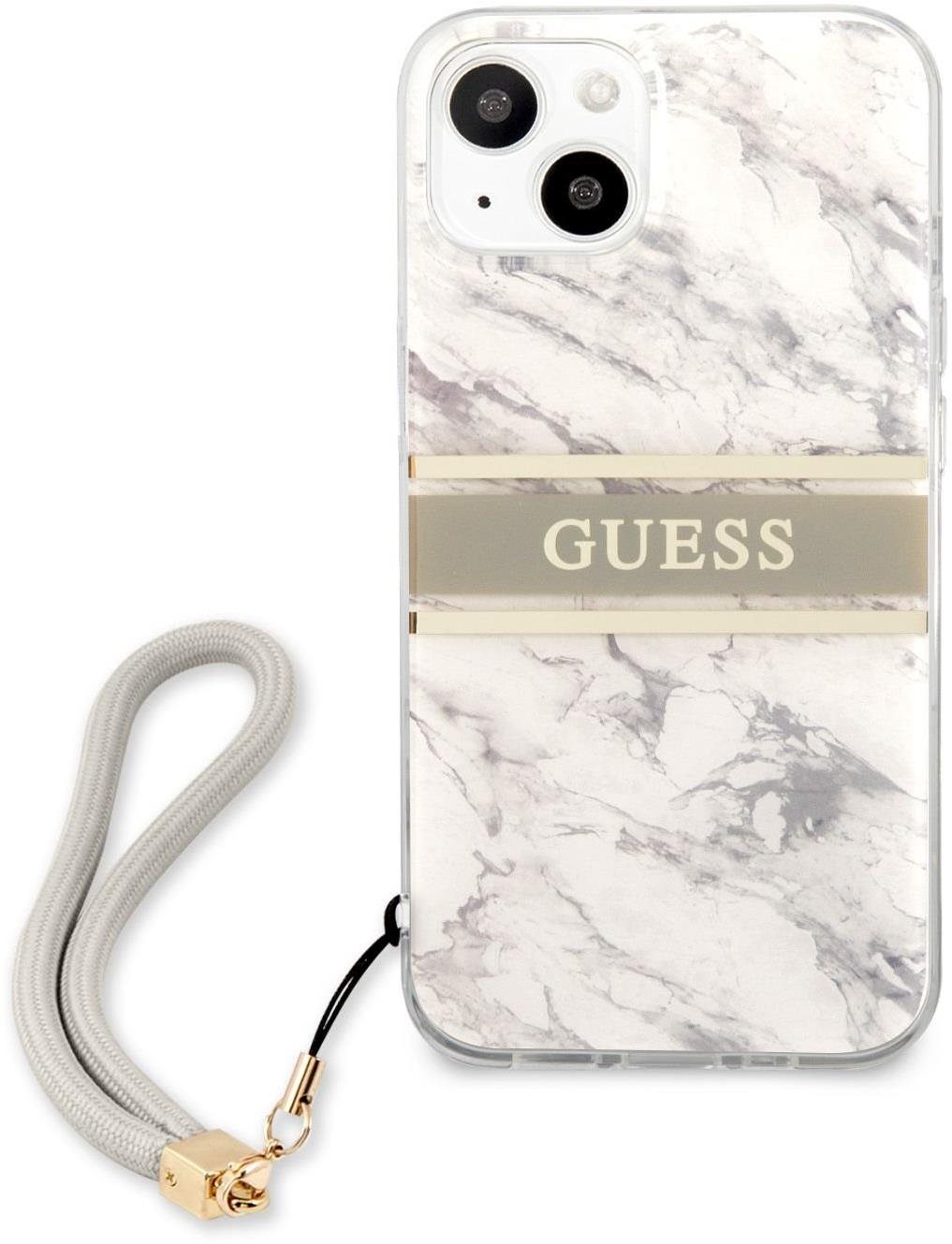 Guess TPU Marble Stripe Back Cover for Apple iPhone 13, Grey Phone...
