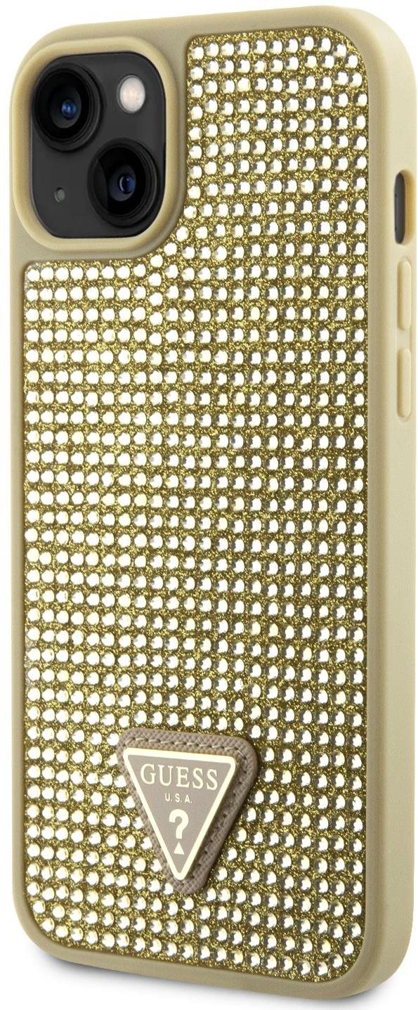 Guess Rhinestones Triangle Metal Logo iPhone 14 aranyszín tok...