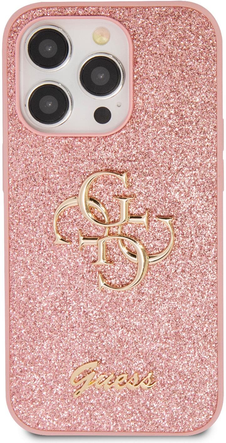 Guess PU Fixed Glitter 4G Metal Logo iPhone 15 Pro rózsaszín tok...