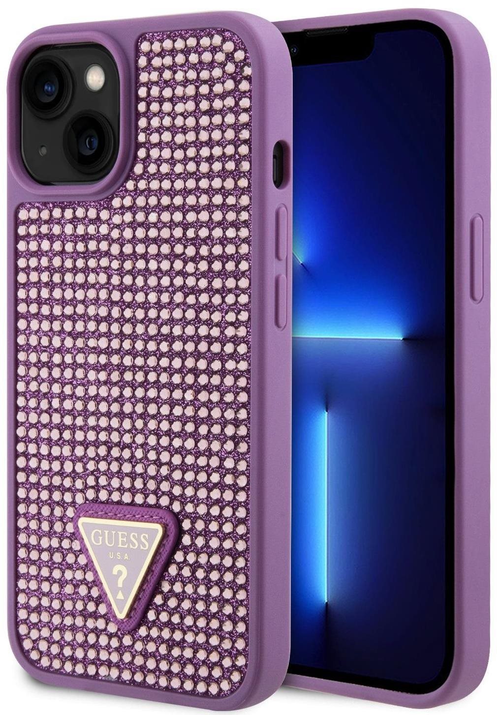 Guess Rhinestones Triangle Metal Logo iPhone 15 Plus lila tok...