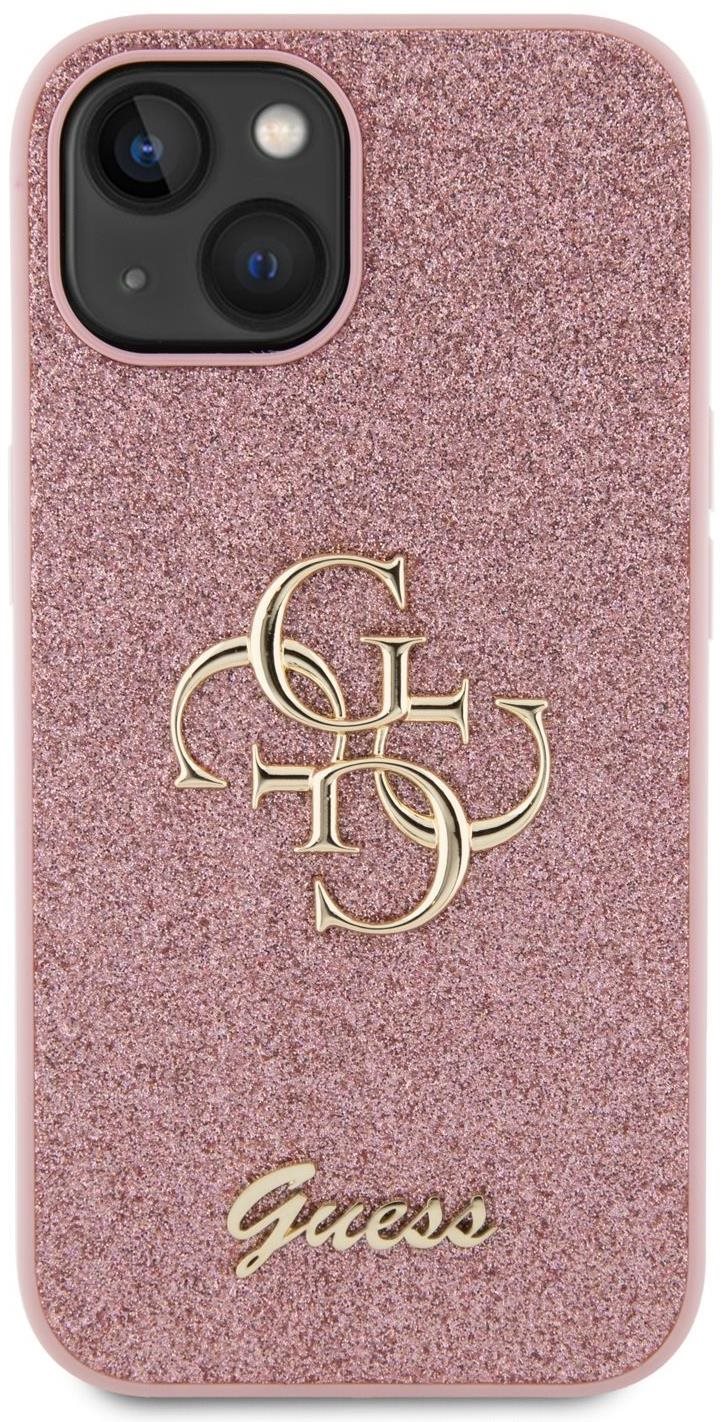 Guess PU Fixed Glitter 4G Metal Logo Zadný Kryt na iPhone 13 Pink...