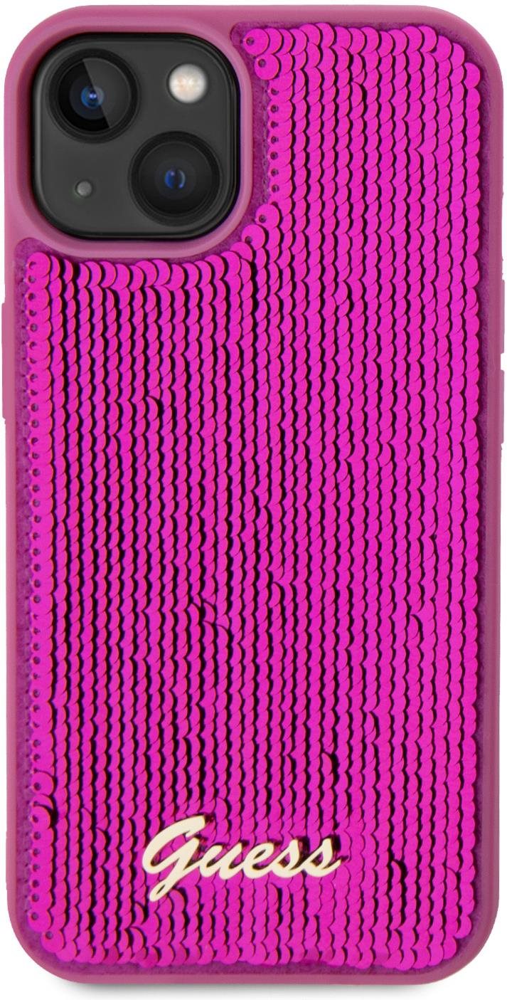 Guess Sequin Script Logo iPhone 13 magenta hátlap tok Telefon tok