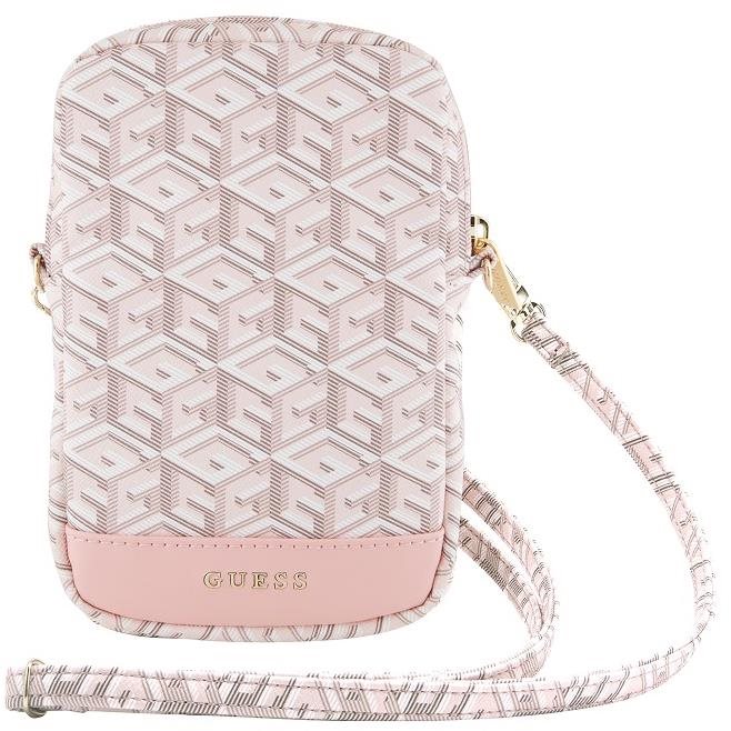 Guess PU G Cube Handytasche mit Reißverschluss Pink Handyhülle