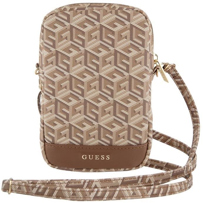 Guess PU G Cube Handyhülle mit Reißverschluss Braun Handyhülle