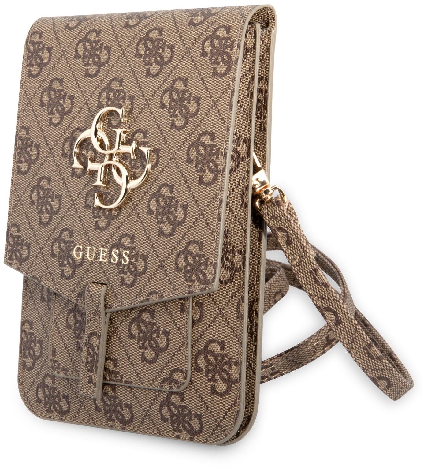 Guess PU 4G Metal Logo Phone Bag Brown Puzdro na mobil