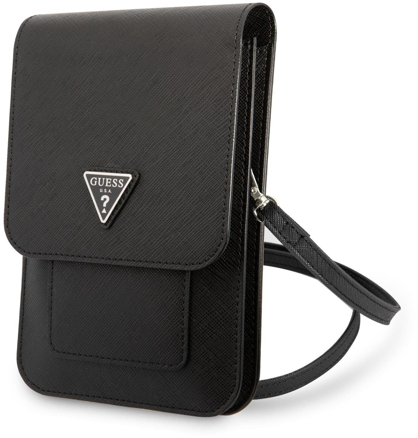 Guess PU Saffiano Triangle Logo Phone Bag Black Handyhülle