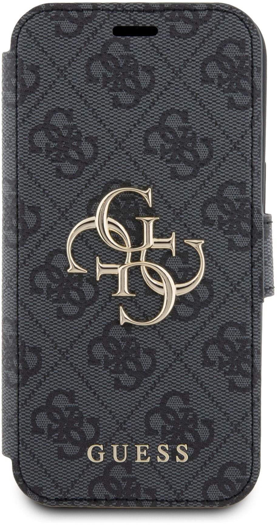 Guess PU 4G Metal Logo Book Handyhülle für iPhone 15 Grau Handyhülle