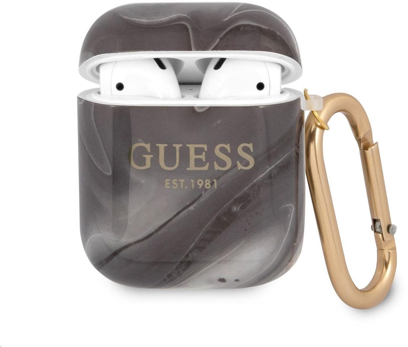 Guess TPU Shiny Marble Étui pour Apple Airpods 1/2 Noir Étui...