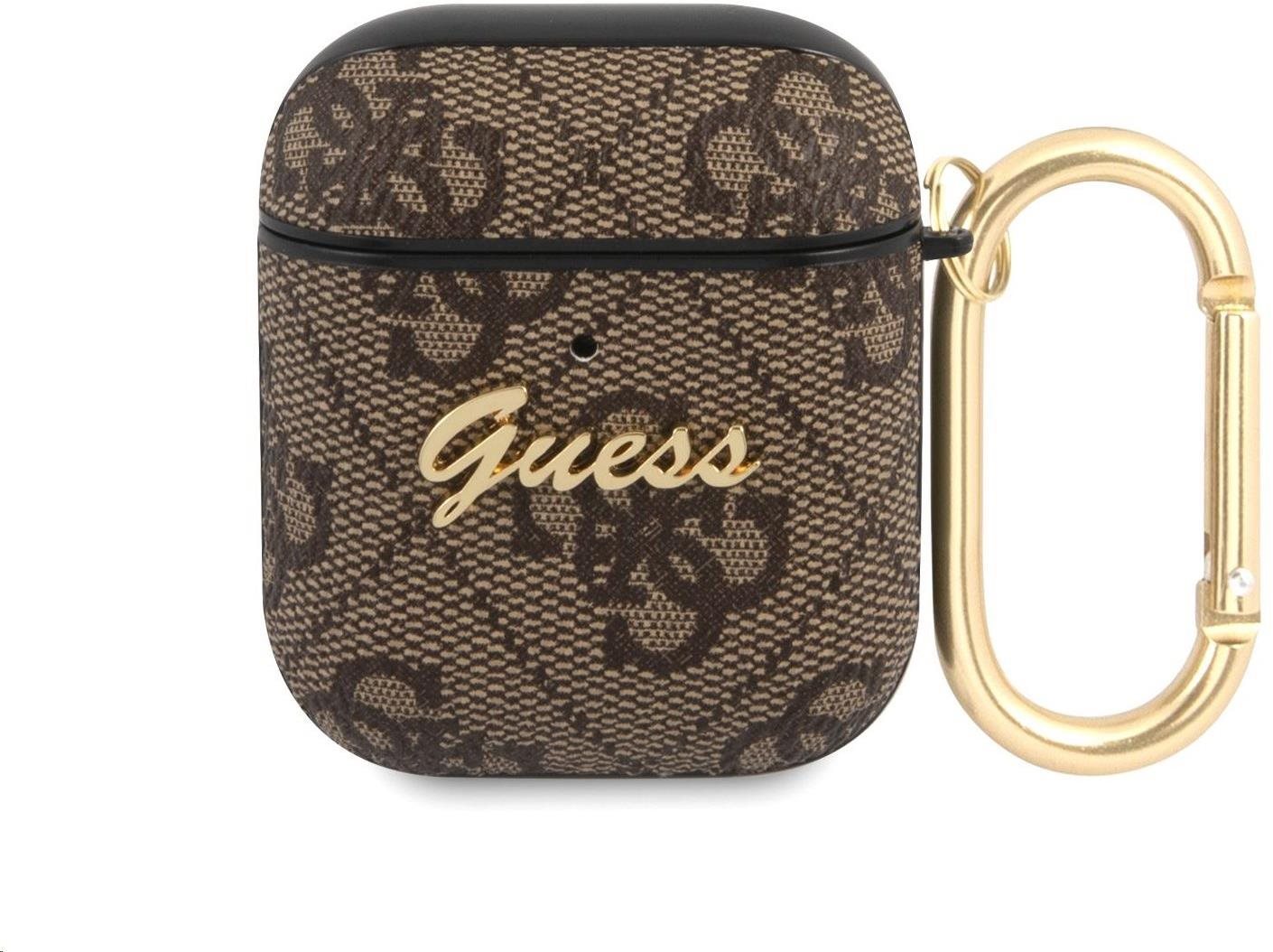 Guess 4G Script PC/PU tok Apple Airpods 1/2 barna Fülhallgató tok