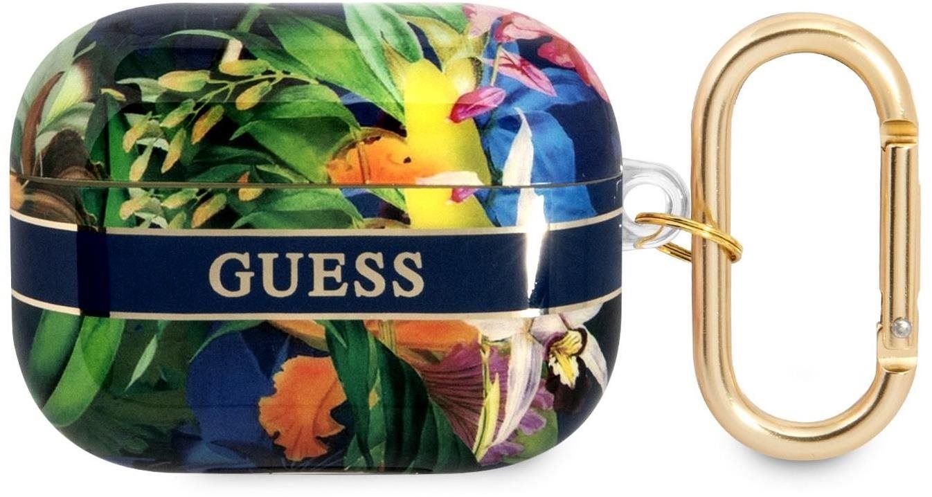 Guess TPU Flower Print Case pour Apple Airpods Pro Bleu Étui...
