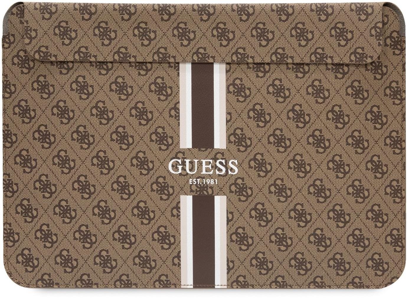 Guess PU 4G Printed Stripes Computer Sleeve 16" barna Laptop tok