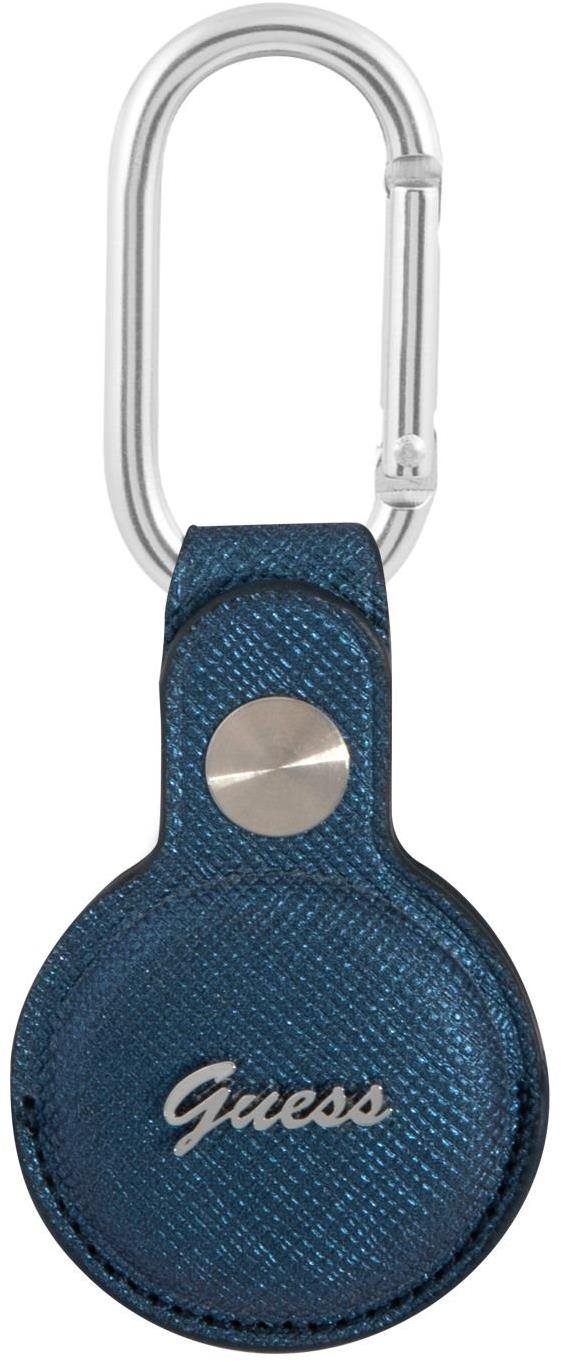 Guess PU Saffiano Script Dog Clip AirTag Étui Bleu AirTag Apple