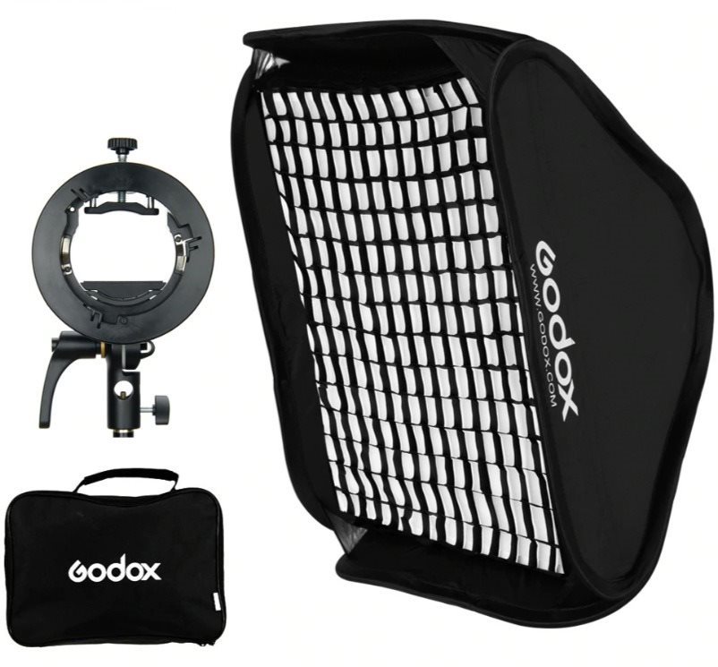 Godox Quick + 60x60 méhsejt + S2 speedlite blesk tartó Softbox