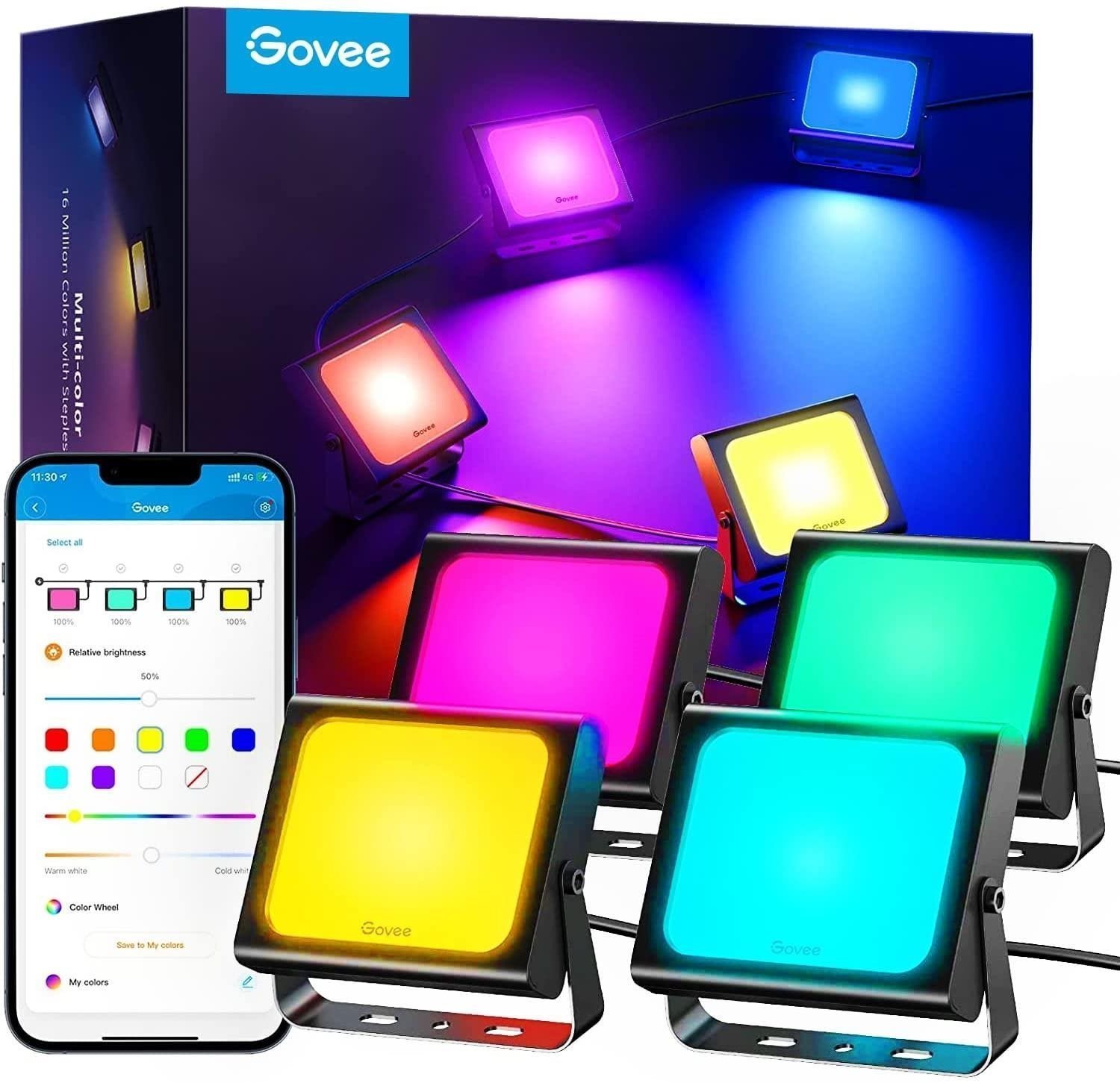 Govee Flood Lights vonkajšie SMART LED svetlá 4 ks LED pásik